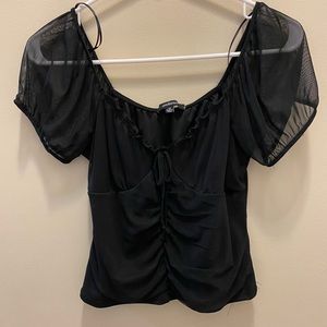 Black top with mesh shoulder